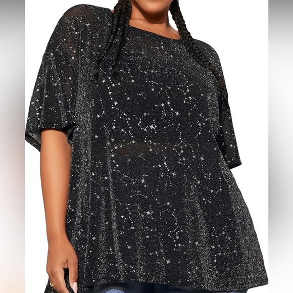 Amazon Wdirara Sheer Half Sleeve Top Whimsygoth, Witchey, Dark Romantic - Picture 1 of 11